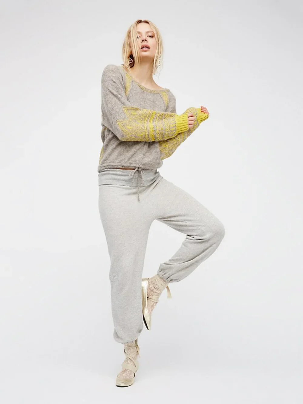 Free People Hidden Valley Pullover in Grey Combo - sz L
